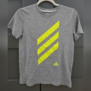adidas kids' Gray Tee with Bright Yellow Accents